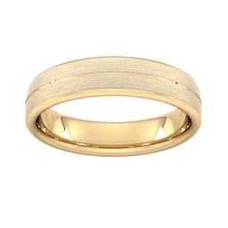 08306221 - 5mm Slight Court Standard Centre Groove With Chamfered Edge Wedding Ring In 18 Carat Yellow Gold