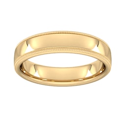 08306226 - 5mm Slight Court Standard Milgrain Edge Wedding Ring In 9 Carat Yellow Gold