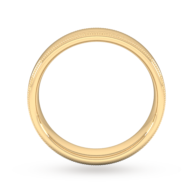 Goldsmiths 5mm Slight Court Standard Milgrain Edge Wedding Ring In 9 Carat Yellow Gold