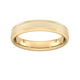 Goldsmiths 4mm Slight Court Heavy Matt Centre With Grooves Wedding Ring In 18 Carat Yellow Gold - Ring Size S