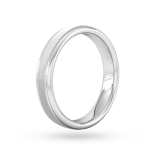 Goldsmiths 4mm Slight Court Heavy Matt Centre With Grooves Wedding Ring In Platinum