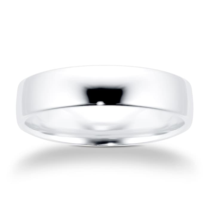 Goldsmiths 5mm Slight Court Heavy Wedding Ring In 9 Carat White Gold