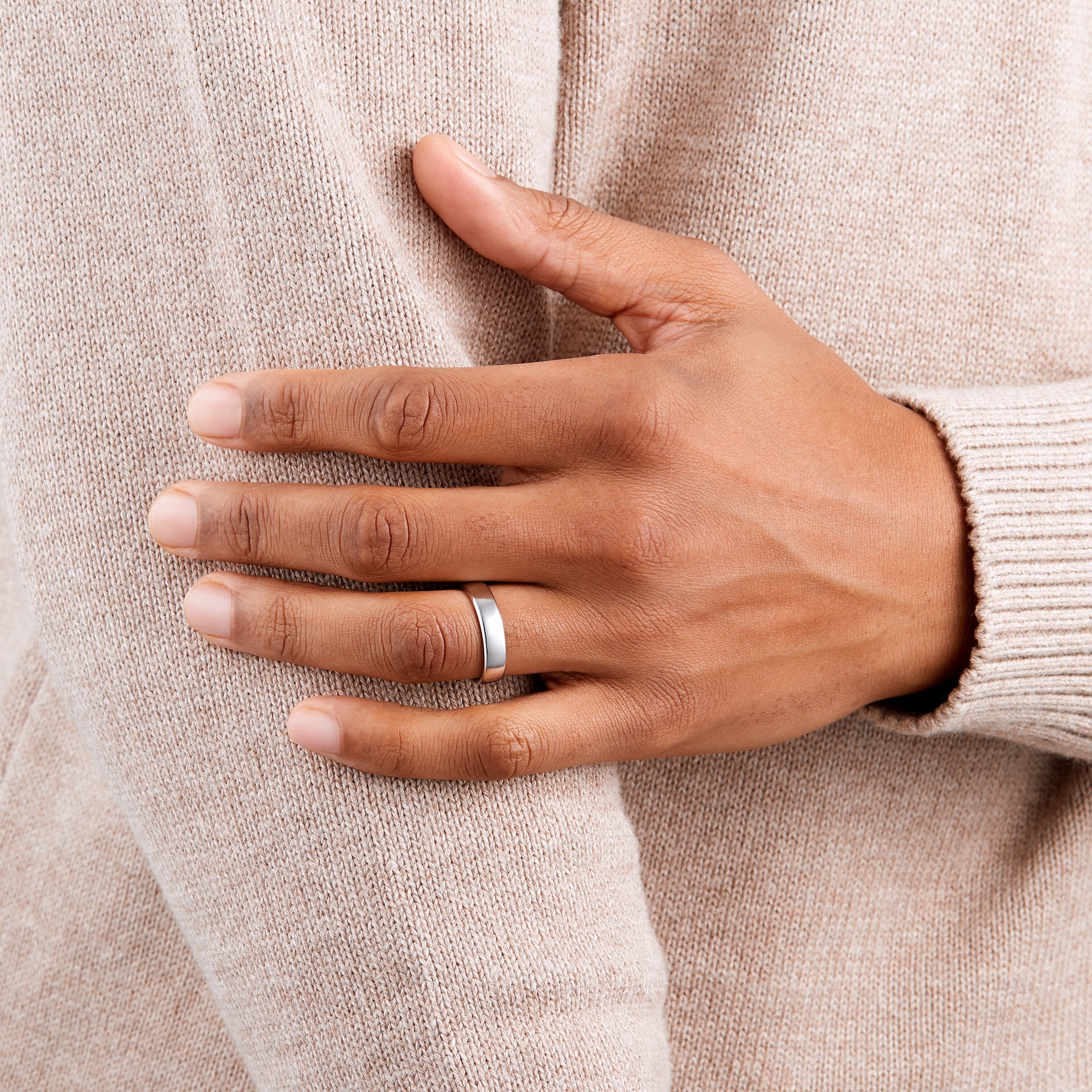 Goldsmiths 5mm Slight Court Heavy Wedding Ring In 9 Carat White Gold
