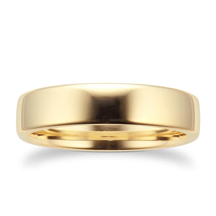 Goldsmiths 5mm Slight Court Heavy Wedding Ring In 9 Carat Yellow Gold - Ring Size R