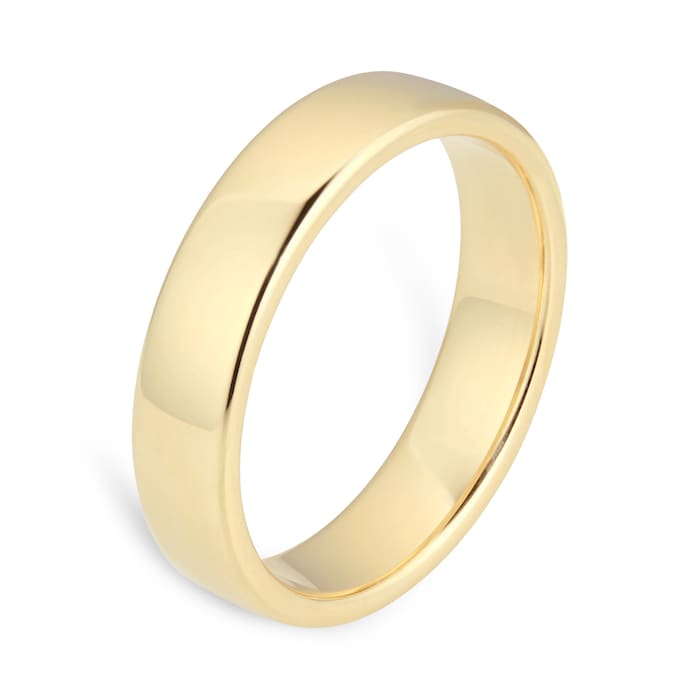 Goldsmiths 5mm Slight Court Heavy Wedding Ring In 9 Carat Yellow Gold - Ring Size R