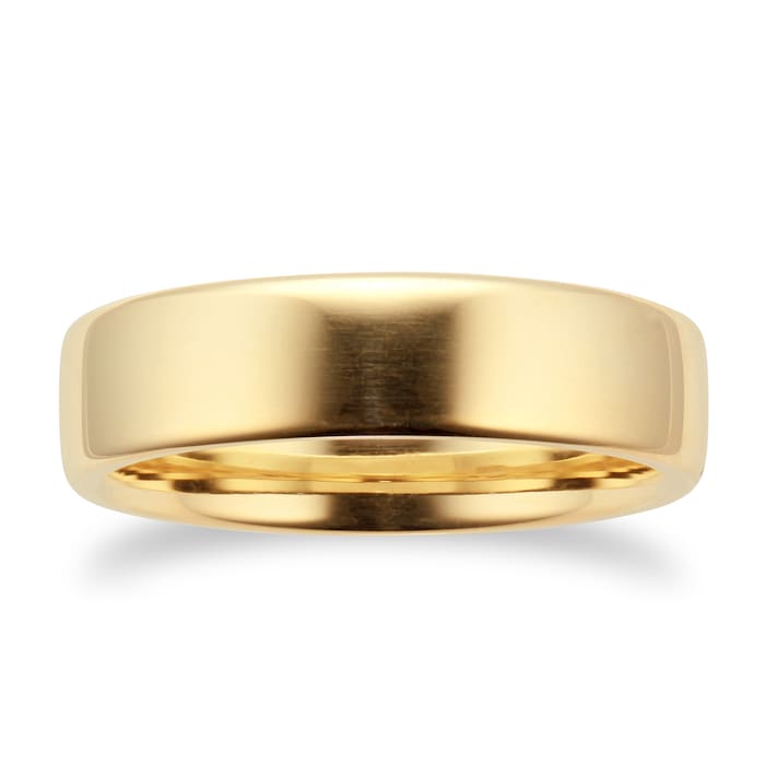 Goldsmiths 5mm Slight Court Heavy Wedding Ring In 18 Carat Yellow Gold - Ring Size Q