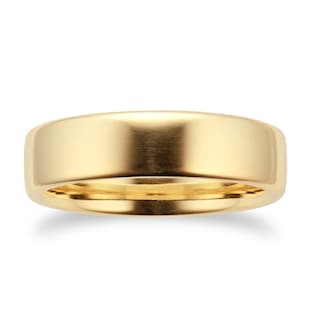 Goldsmiths 5mm Slight Court Heavy Wedding Ring In 18 Carat Yellow Gold