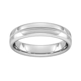 Goldsmiths 5mm Slight Court Heavy Milgrain Centre Wedding Ring In Platinum