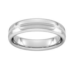 08306296 - 5mm Slight Court Heavy Grooved Polished Finish Wedding Ring In Platinum
