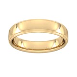 Goldsmiths 5mm Slight Court Heavy Polished Finish With Grooves Wedding Ring In 9 Carat Yellow Gold