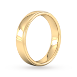 Goldsmiths 5mm Slight Court Heavy Polished Finish With Grooves Wedding Ring In 9 Carat Yellow Gold