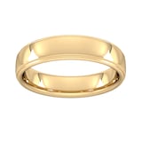 Goldsmiths 5mm Slight Court Heavy Polished Finish With Grooves Wedding Ring In 18 Carat Yellow Gold