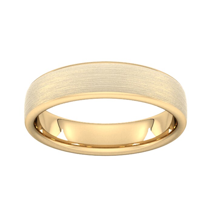 Goldsmiths 5mm Slight Court Heavy Matt Finished Wedding Ring In 18 Carat Yellow Gold - Ring Size L