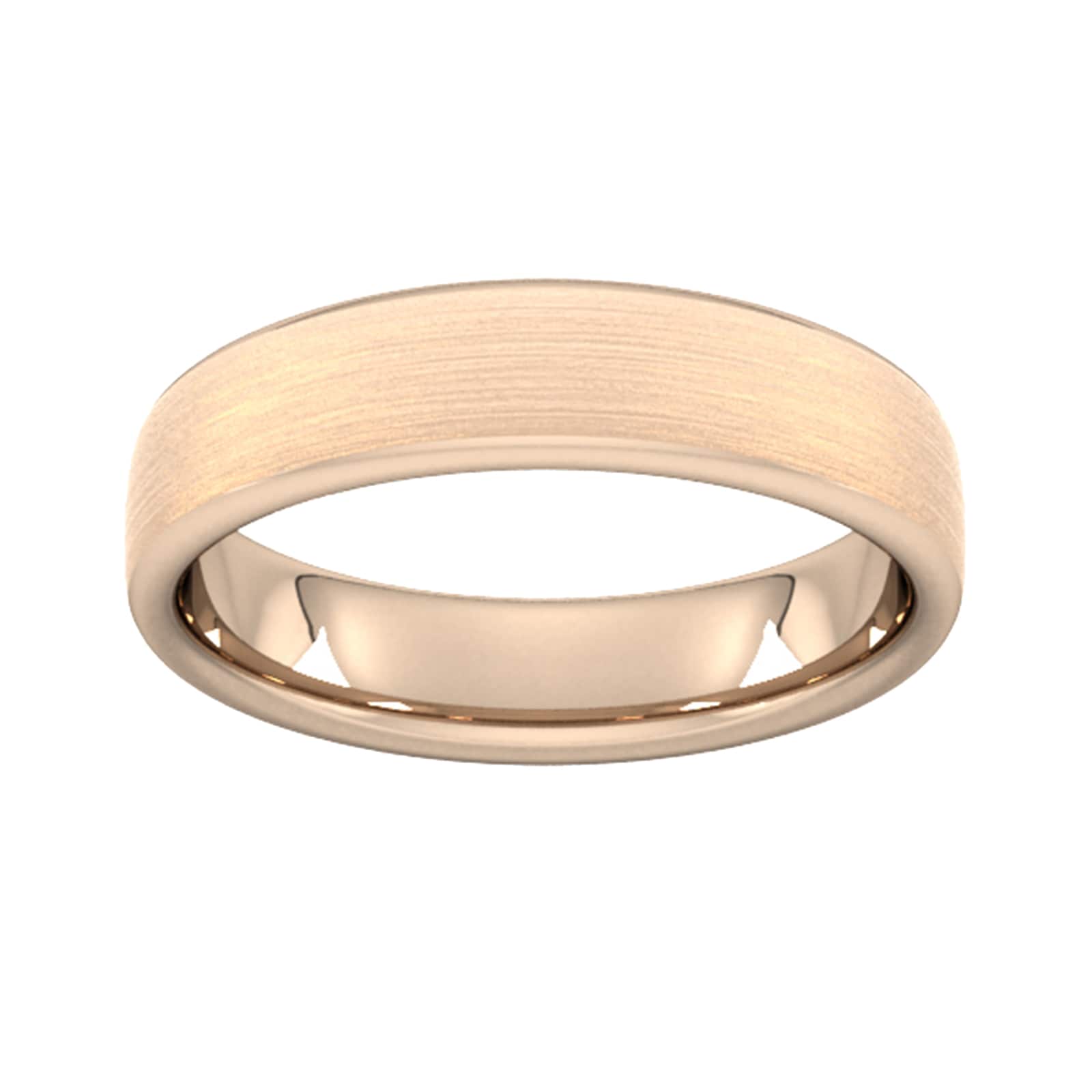 5mm Slight Court Heavy Matt Finished Wedding Ring In 18 Carat Rose Gold - Ring Size K