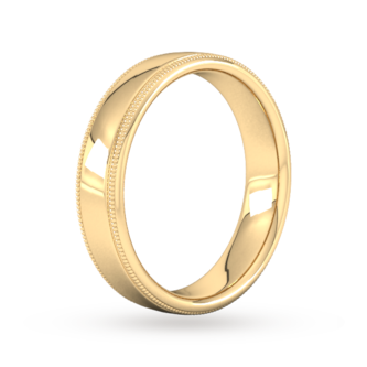 Goldsmiths 5mm Slight Court Heavy Milgrain Edge Wedding Ring In 9 Carat Yellow Gold