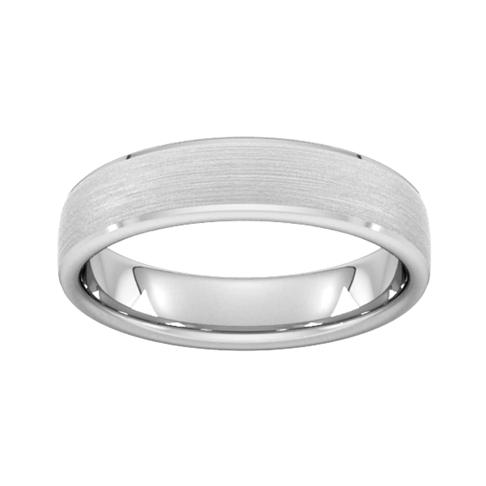 5mm Slight Court Heavy Polished Chamfered Edges With Matt Centre Wedding Ring In 9 Carat White Gold - Ring Size X