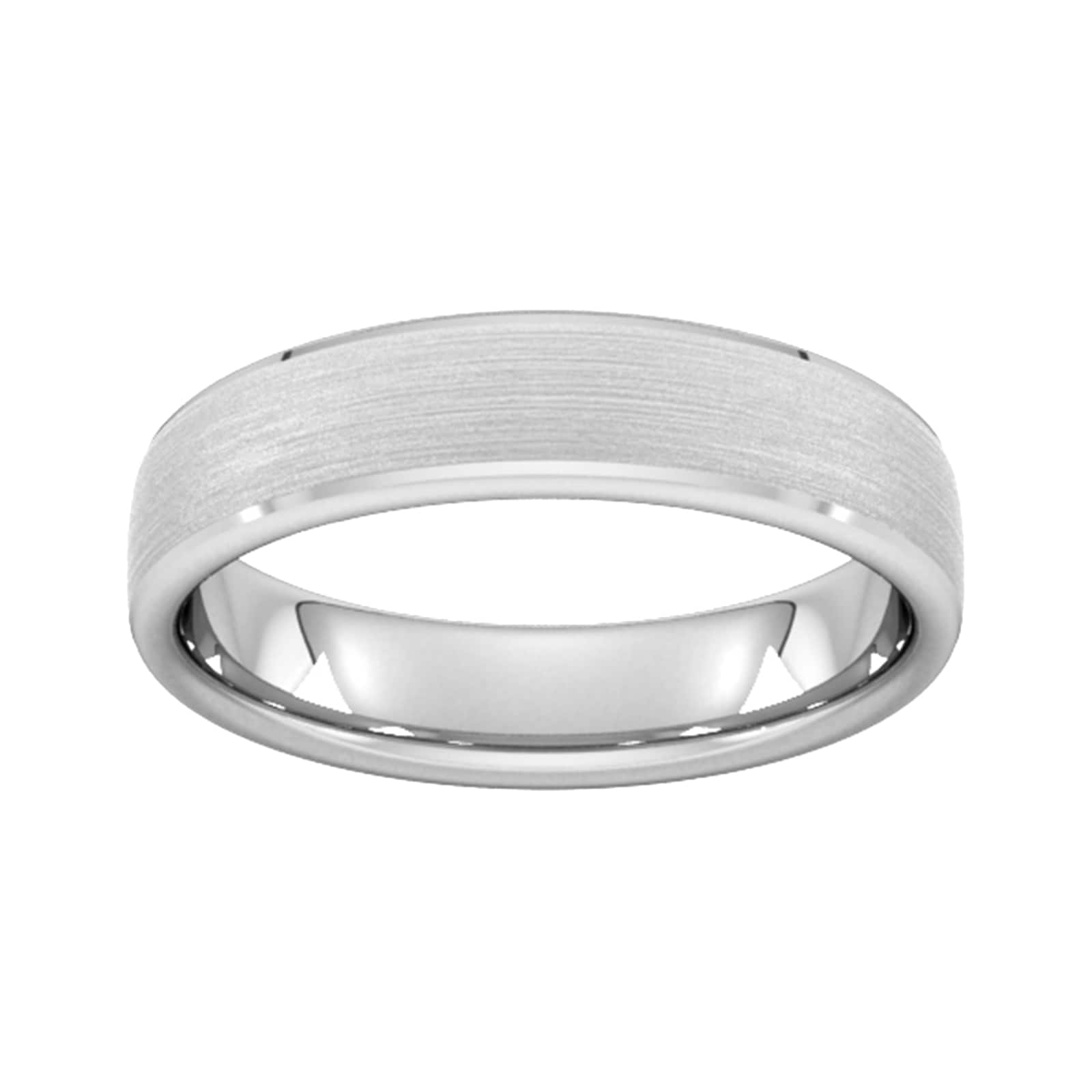 5mm Slight Court Heavy Polished Chamfered Edges With Matt Centre Wedding Ring In Platinum - Ring Size N