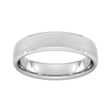 Goldsmiths 5mm Slight Court Heavy Polished Chamfered Edges With Matt Centre Wedding Ring In Platinum - Ring Size J