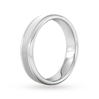 Goldsmiths 5mm Slight Court Heavy Matt Centre With Grooves Wedding Ring In 9 Carat White Gold