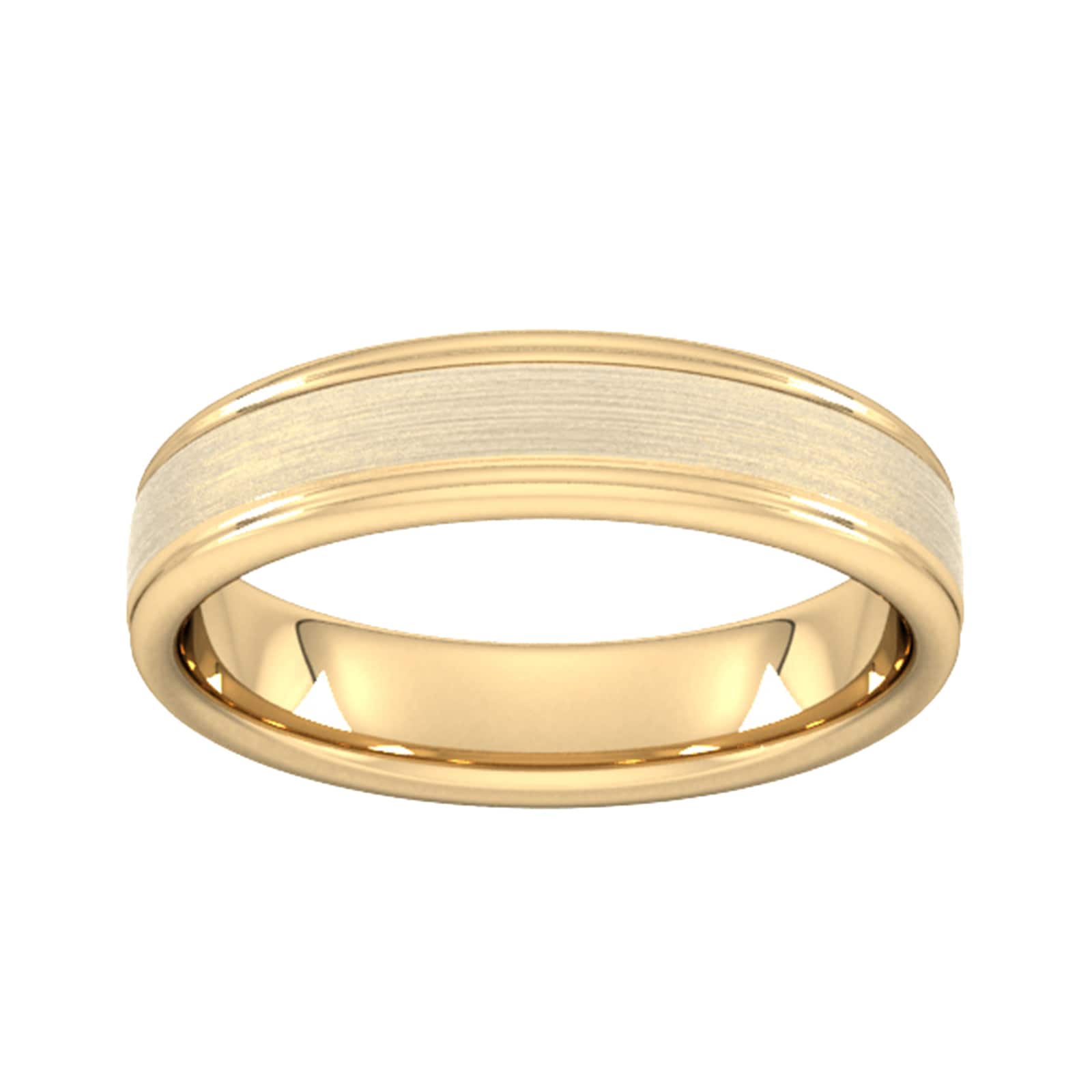 Goldsmiths 5mm Slight Court Heavy Matt Centre With Grooves Wedding Ring In 9 Carat Yellow Gold Goldsmiths 5mm Slight Court Heavy Matt Centre With Grooves Wedding Ring In 9 Carat Yellow Gold