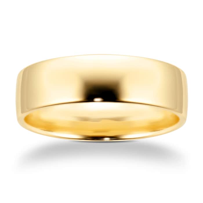 Goldsmiths 6mm Slight Court Heavy Wedding Ring In 18 Carat Yellow Gold