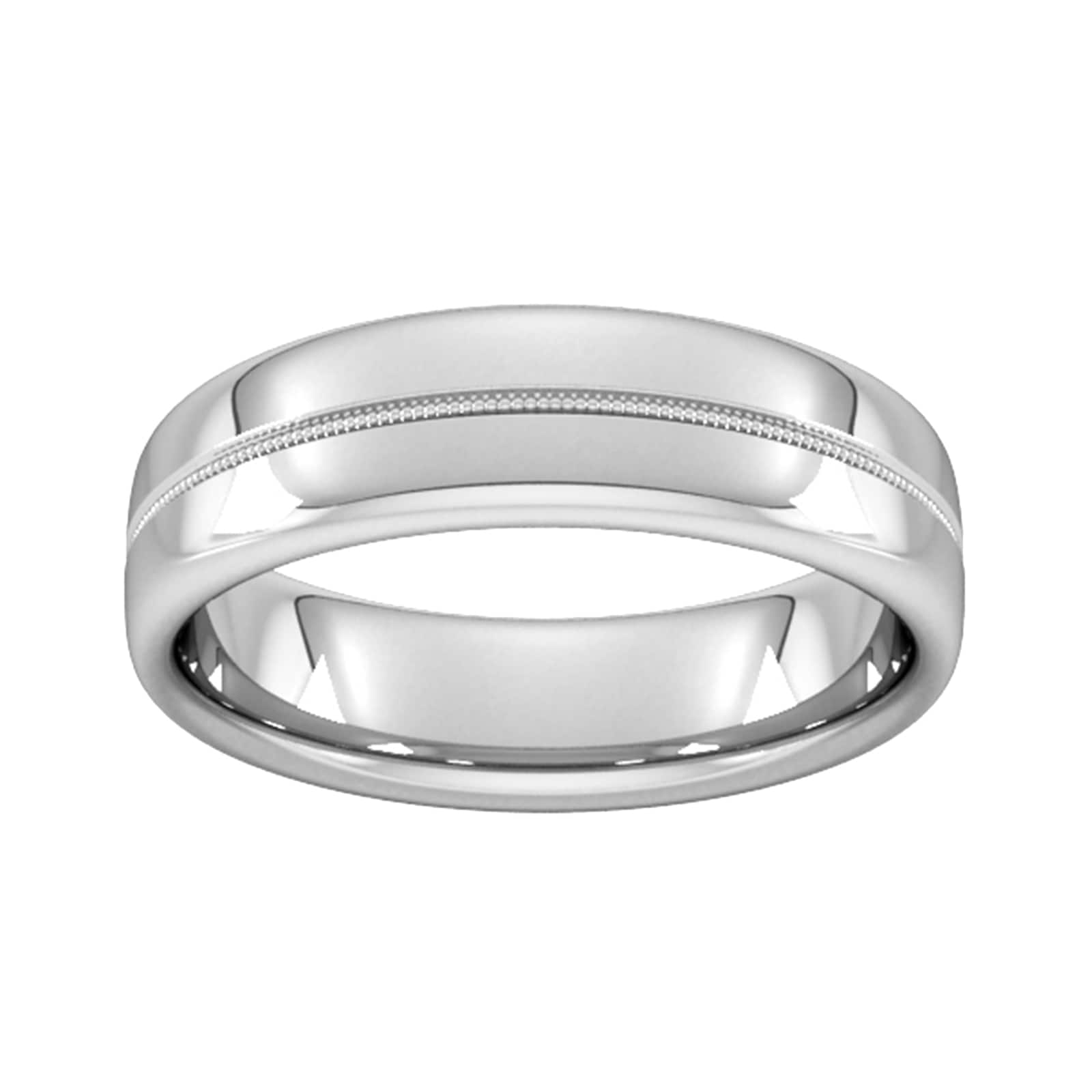 6mm Slight Court Heavy Milgrain Centre Wedding Ring In 9 Carat White Gold - Ring Size X