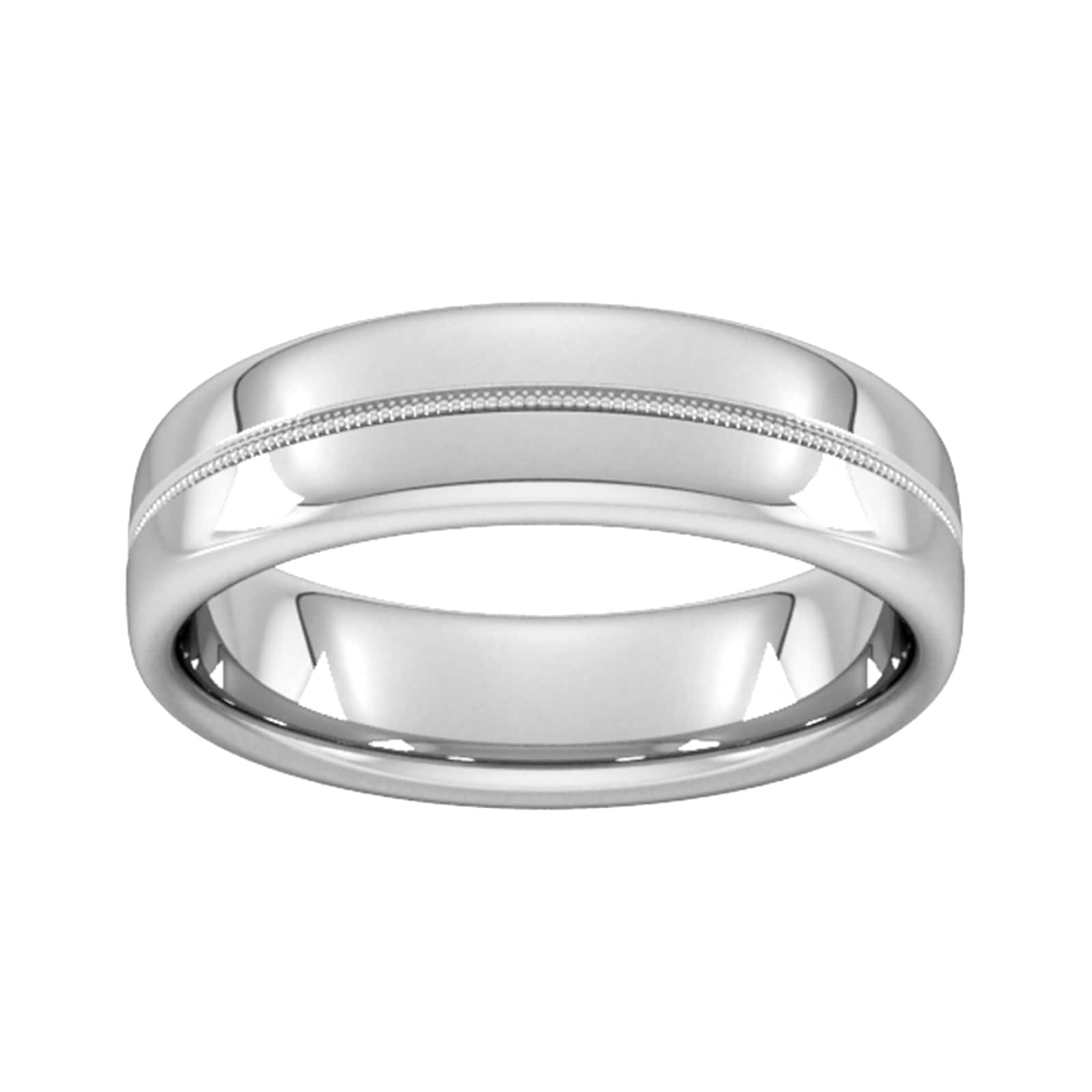 6mm Slight Court Heavy Milgrain Centre Wedding Ring In 950 Palladium - Ring Size R