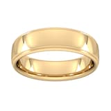 Goldsmiths 6mm Slight Court Heavy Polished Finish With Grooves Wedding Ring In 9 Carat Yellow Gold