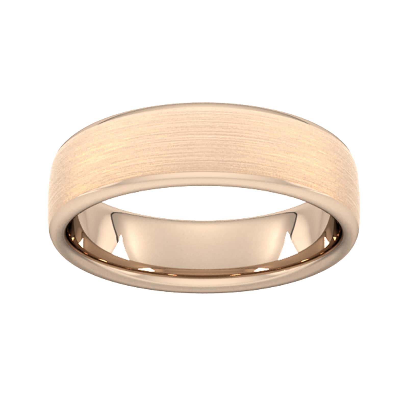 6mm Slight Court Heavy Matt Finished Wedding Ring In 9 Carat Rose Gold - Ring Size L