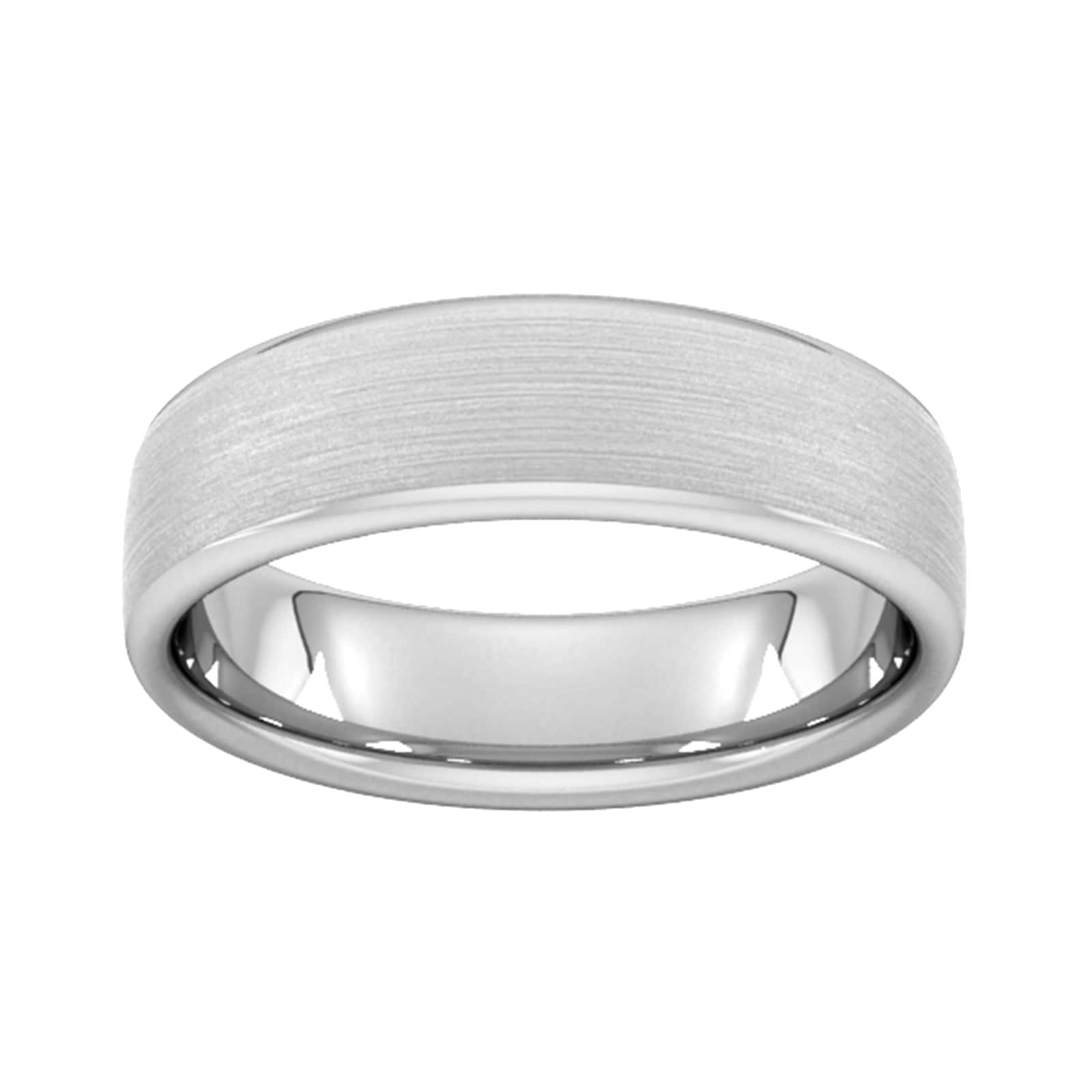 6mm Slight Court Heavy Matt Finished Wedding Ring In 18 Carat White Gold - Ring Size Q