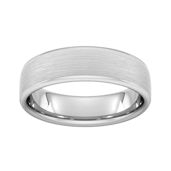 Goldsmiths 6mm Slight Court Heavy Matt Finished Wedding Ring In 18 Carat White Gold - Ring Size P