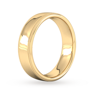 Goldsmiths 6mm Slight Court Heavy Milgrain Edge Wedding Ring In 9 Carat Yellow Gold
