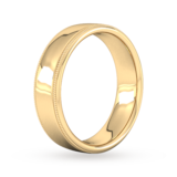 Goldsmiths 6mm Slight Court Heavy Milgrain Edge Wedding Ring In 9 Carat Yellow Gold - Ring Size N