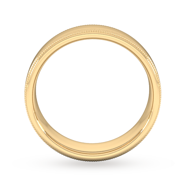 Goldsmiths 6mm Slight Court Heavy Milgrain Edge Wedding Ring In 9 Carat Yellow Gold - Ring Size O