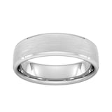 Goldsmiths 6mm Slight Court Heavy Polished Chamfered Edges With Matt Centre Wedding Ring In 9 Carat White Gold