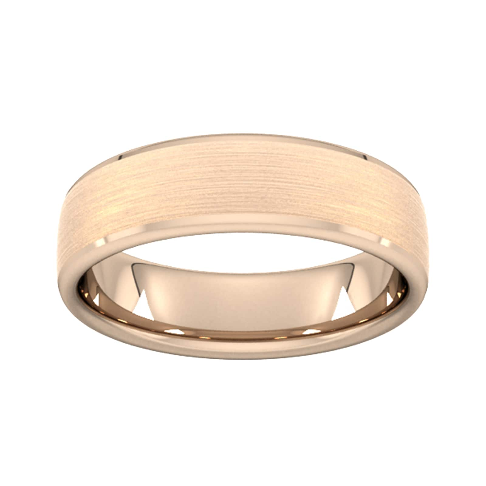 6mm Slight Court Heavy Polished Chamfered Edges With Matt Centre Wedding Ring In 9 Carat Rose Gold - Ring Size R