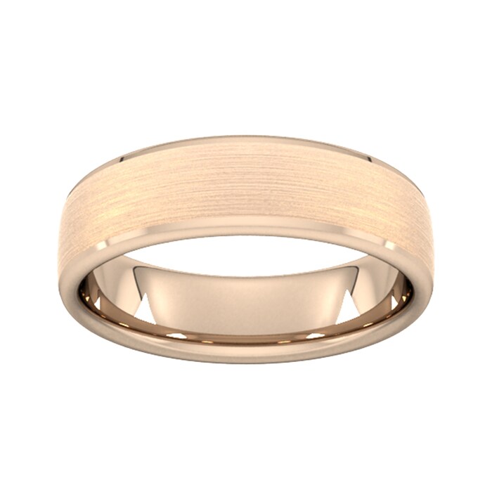 Goldsmiths 6mm Slight Court Heavy Polished Chamfered Edges With Matt Centre Wedding Ring In 9 Carat Rose Gold