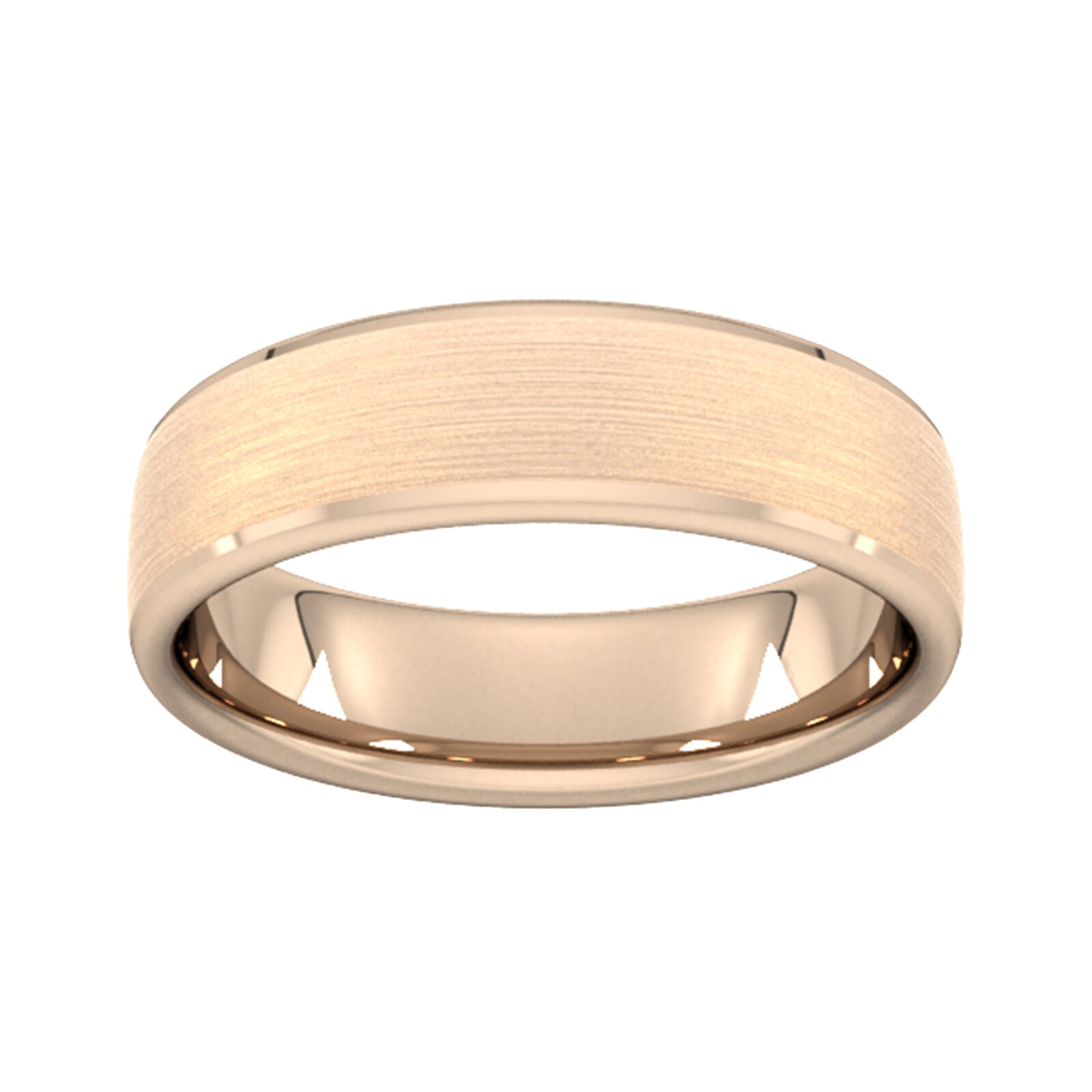 Goldsmiths 6mm Slight Court Heavy Polished Chamfered Edges With Matt Centre Wedding Ring In 9 Carat Rose Gold
