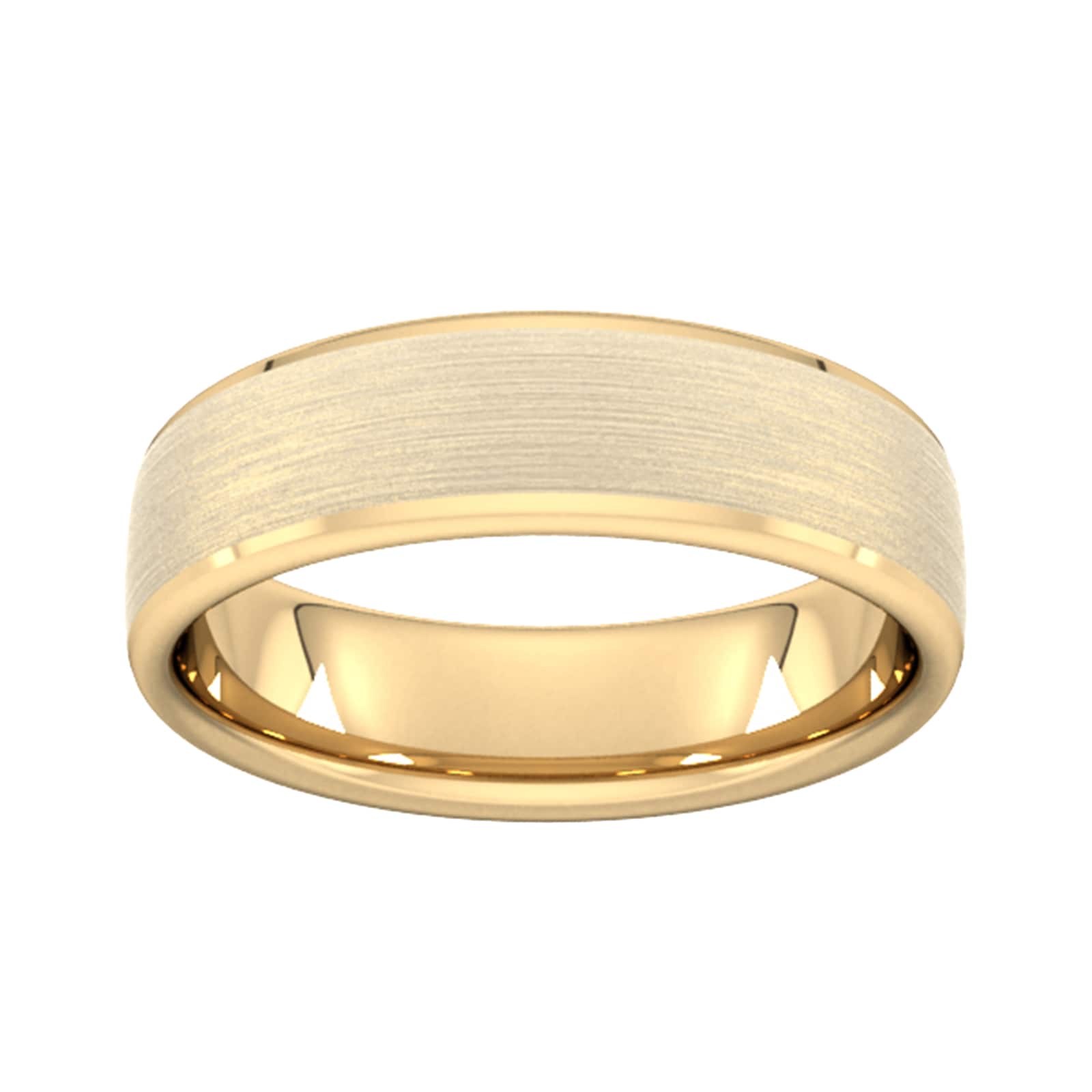 6mm Slight Court Heavy Polished Chamfered Edges With Matt Centre Wedding Ring In 18 Carat Yellow Gold - Ring Size M