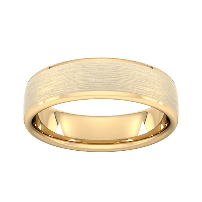 Goldsmiths 6mm Slight Court Heavy Polished Chamfered Edges With Matt Centre Wedding Ring In 18 Carat Yellow Gold