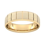 Goldsmiths 6mm Slight Court Heavy Vertical Lines Wedding Ring In 18 Carat Yellow Gold