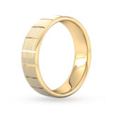 Goldsmiths 6mm Slight Court Heavy Vertical Lines Wedding Ring In 18 Carat Yellow Gold