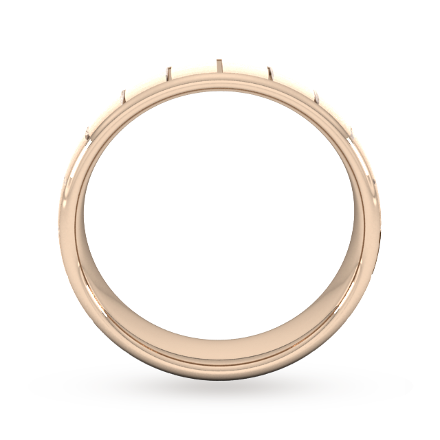 Goldsmiths 6mm Slight Court Heavy Vertical Lines Wedding Ring In 18 Carat Rose Gold