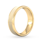 Goldsmiths 6mm Slight Court Heavy Matt Centre With Grooves Wedding Ring In 9 Carat Yellow Gold