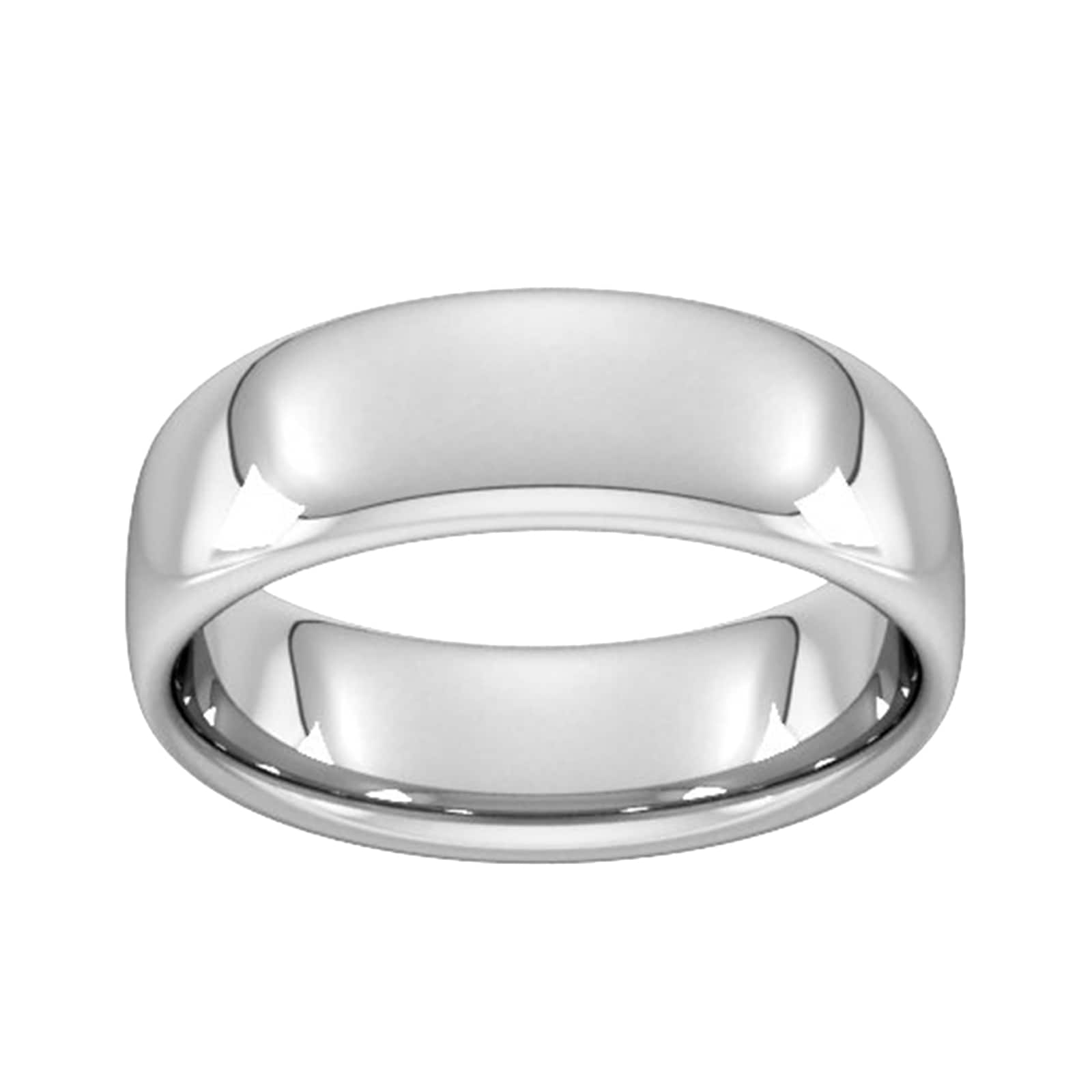 7mm Slight Court Heavy Wedding Ring In 9 Carat White Gold - Ring Size L