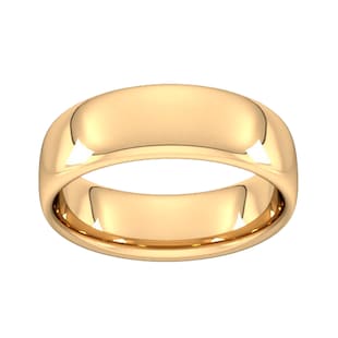 Goldsmiths 7mm Slight Court Heavy Wedding Ring In 9 Carat Yellow Gold