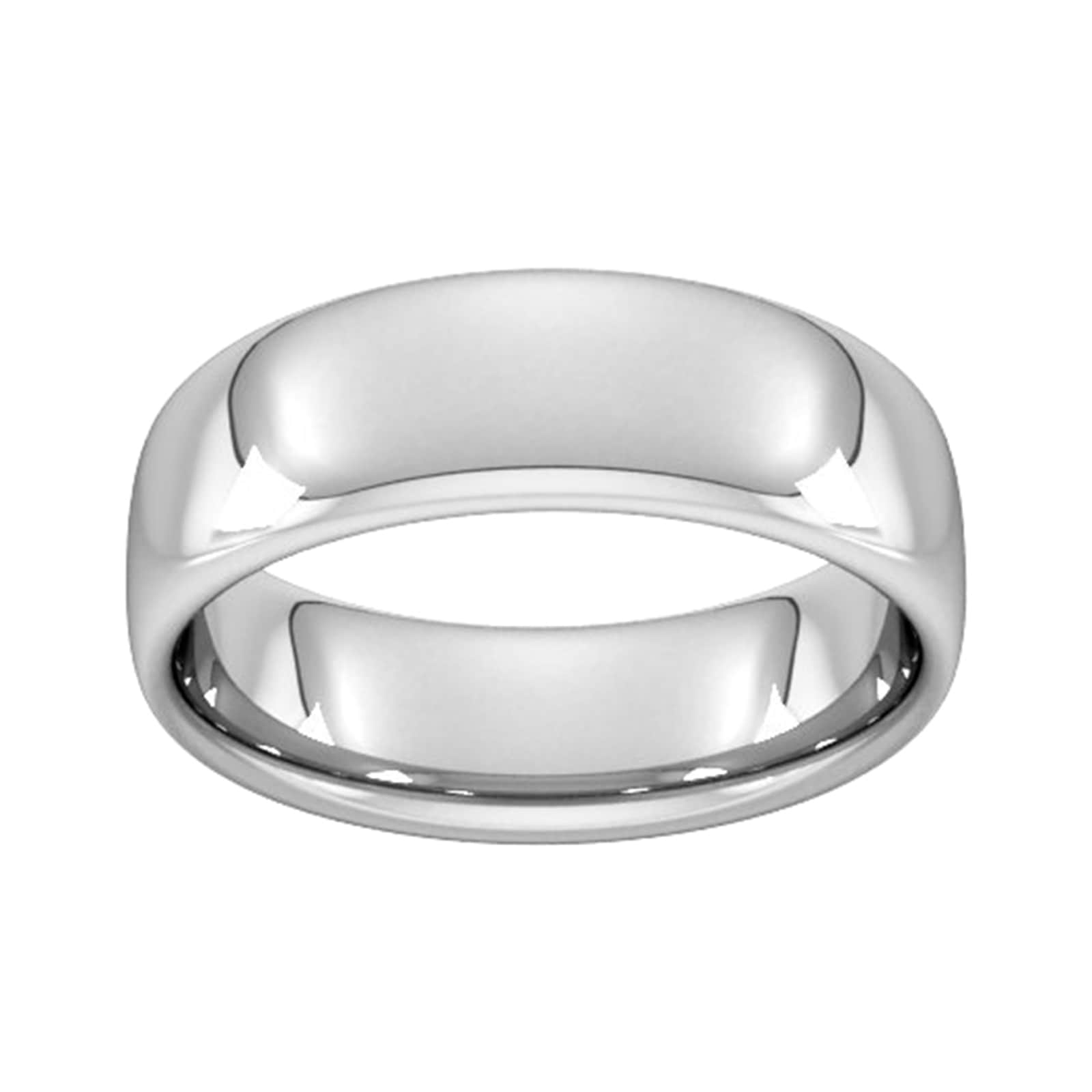 7mm Slight Court Heavy Wedding Ring In 18 Carat White Gold - Ring Size R