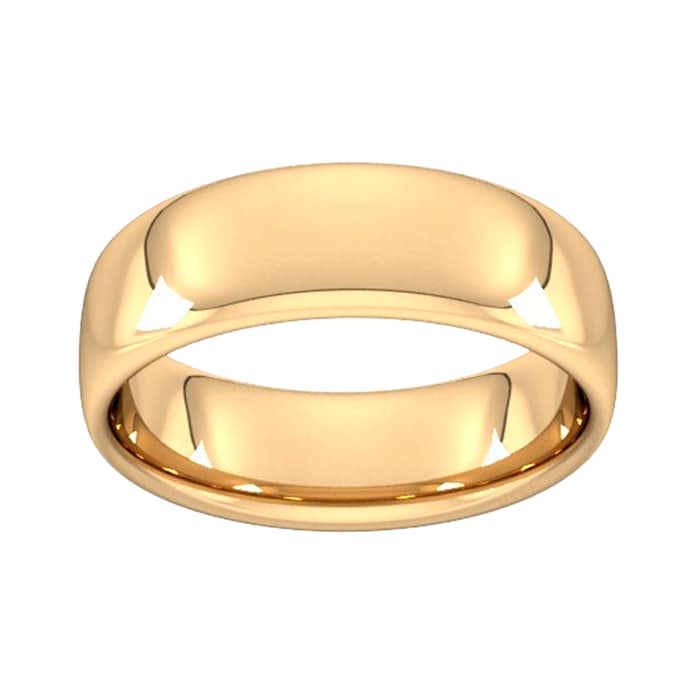 Goldsmiths 7mm Slight Court Heavy Wedding Ring In 18 Carat Yellow Gold - Ring Size P