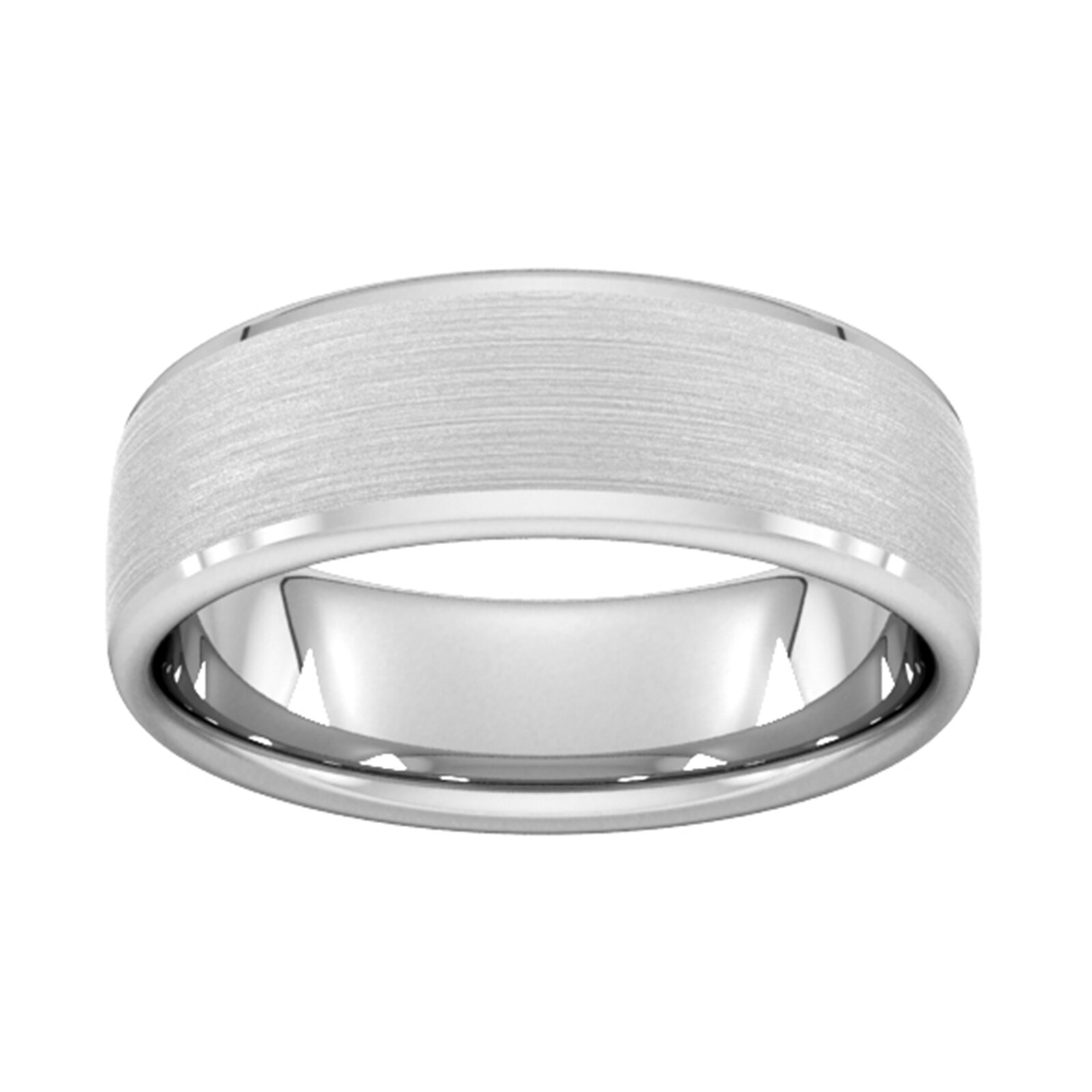 7mm Slight Court Heavy Polished Chamfered Edges With Matt Centre Wedding Ring In 9 Carat White Gold - Ring Size W