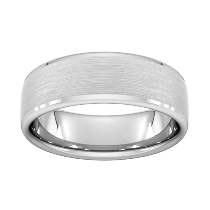 Goldsmiths 7mm Slight Court Heavy Polished Chamfered Edges With Matt Centre Wedding Ring In 9 Carat White Gold - Ring Size R